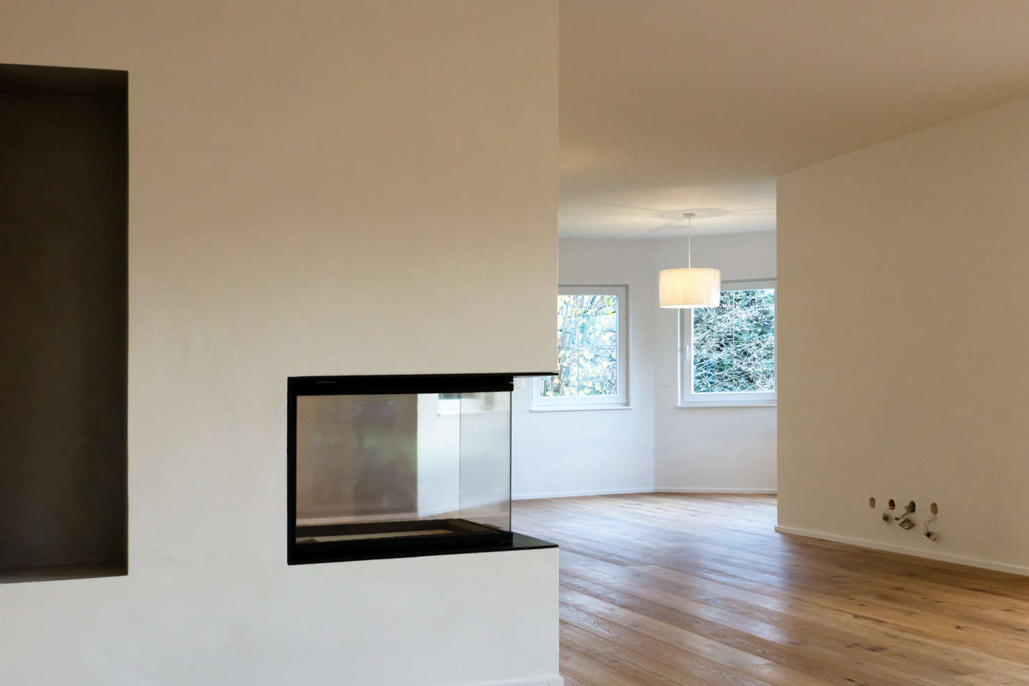 Wohnraum, Cheminée, Erker in Sumpfkalk Zero4